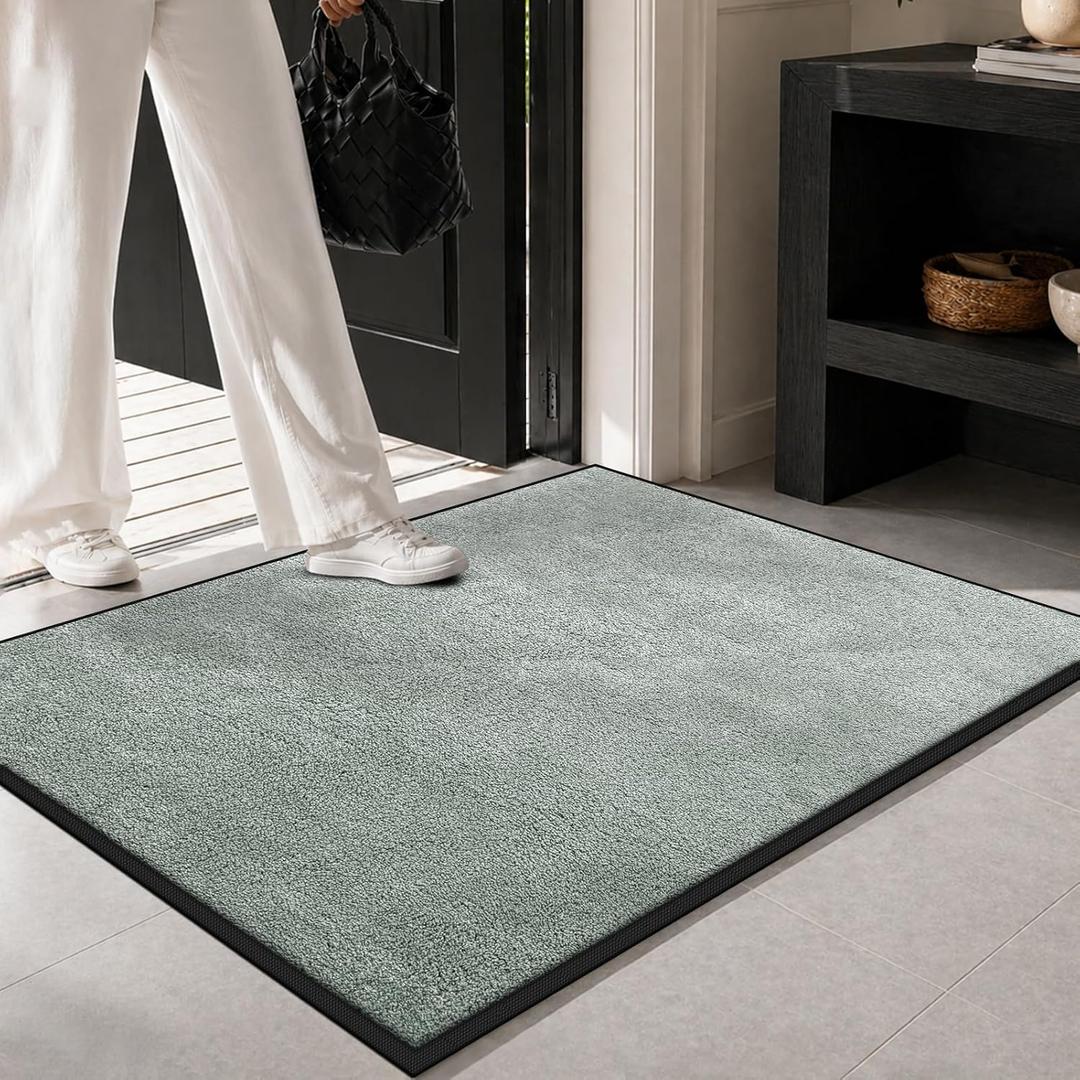 Mibao Super Absorbent Front Door Mat, 72" x 24", Non-Slip Washable Indoor Doormats, Low Profile Entryway Rug Outdoor, Dirt Resistant Welcome Mats for Front and Back Door Entrance, Sage Green