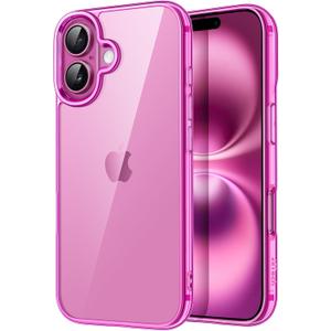 JETech Case ONLY for iPhone 16 Plus 6.7-Inch, Non-Yellowing Shockproof Phone Bumper Cover, Anti-Scratch Clear Back (Pink)