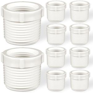Wenqik 10 Pcs PVC Pipe Fitting 1" Male to 3/4" Female Thread Reducer Bushing PVC Adapter Sink Drain Pipe Fittings
