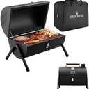 Portable Charcoal Grill, Tabletop Outdoor Barbecue Smoker, Small BBQ Grill for Outdoor Cooking Backyard Camping Picnics Beach by DNKMOR BLACK