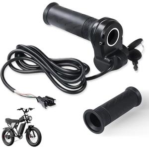 Full Twist Ebike Throttle Grip with 2 Keys, 3-Pin Waterproof Electric Bike Throttle Handle, Compatible for Ridstar Q20/Q20Lite/Q20Pro/H20/H26Pro/H20, Fits Most E-Bikes, Scooters & Trikes