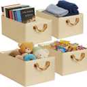 4 Pack Storage Bins, Foldable Storage Baskets for Shelves, Large Fabric Closet Organizers with Handles for Clothing, Toys, Books - Closet Organizers and Storage