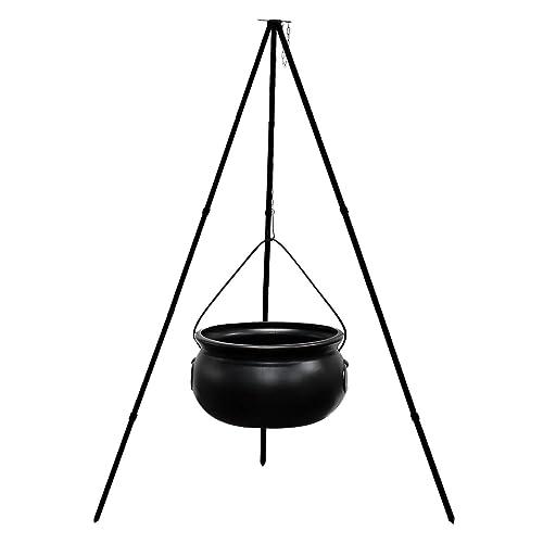 Halloween Decorations Outdoor - Large Witches Cauldron on Tripod with Lights - Plastic Bowl Decor - Hocus Pocus Candy Bucket Decoration for Home Porch Outside (Black)