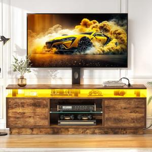 YITAHOME TV Stand with Adjustable Mount & Power Outlet, Entertainment Center with Storage, LED TV Stand for 70/65/60 Inch TVs, TV Cabinet with Storage, Media Console for Living Room, Rustic Brown YITAHOME TV Stand with Adjustable Mount & Power Outlet, Entertainment Center with Storage, LED TV Stand for 70/65/60 Inch TVs, TV Cabinet with Storage, Media Console for Living Room, Rustic Brown
