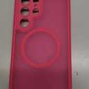 CANSHN Designed for Samsung Galaxy S22 Ultra Case [Full Camera Protection] [Compatible with MagSafe] Translucent Matte Shockproof Protective Phone Cover 6.8 Inch - Hot Pink