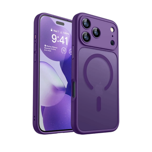 Magnetic Compatible with iPhone 17 Pro Case, Upgraded [Full Camera Protection] [Compatible with Magsafe] [Translucent Matte] Shockproof Protective Phone Cover 6.3 Inch - Deep Purple