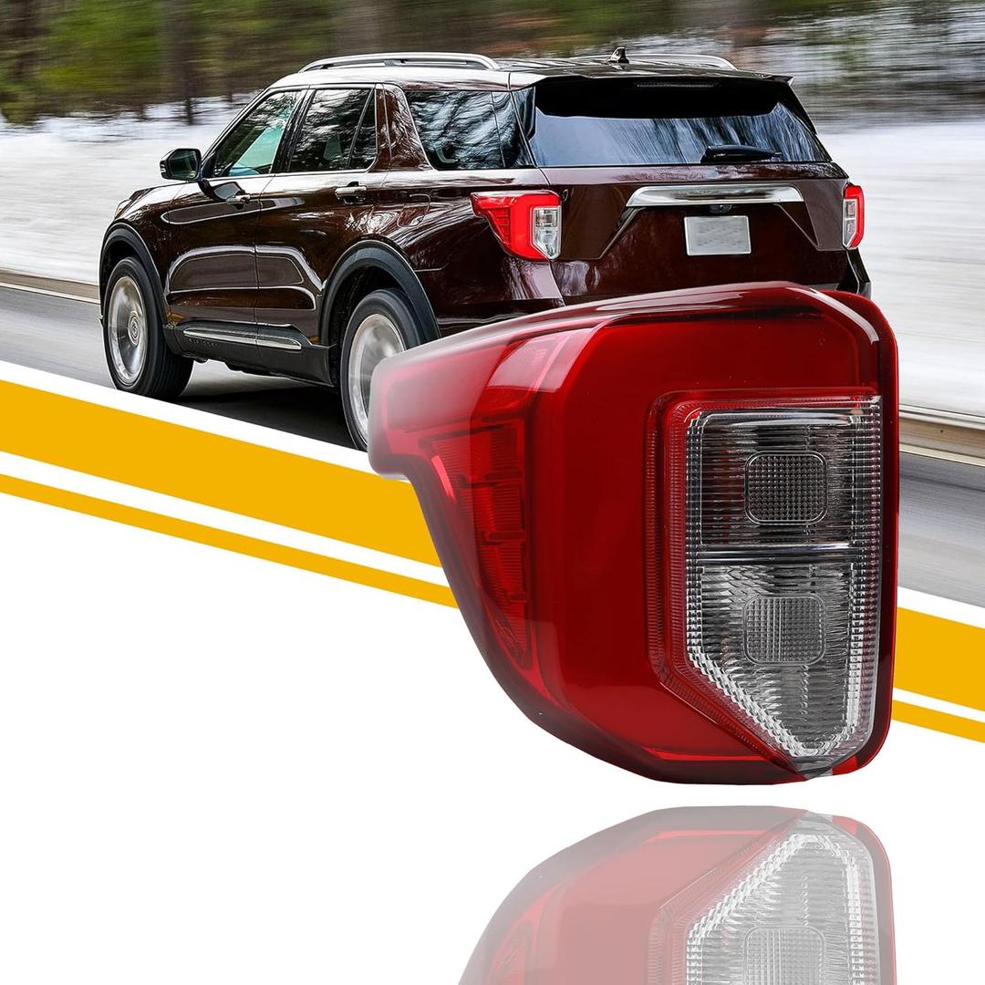Dasbecan Left Driver Side Tail light Compatible With 2020-2024 Ford Explorer Halogen+LED Rear Light Replace# LB5Z13405F FO2800275