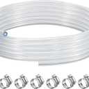 15FT Beer Hose Keg Line Tubing, 3/16 ID Beer Keg Line Beverage Tubing with Hose Clamps, Kegerator Draft Beer Dispensing Hose for Homebrew