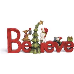 Newman House Studio Believe Sign Christmas Decor Tabletop - Christmas Holiday Figurine Christmas Decorations 8.5 * 1.5 * 4 Inch