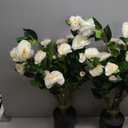 Artificial Camellia Tree 3.3 FT 2 Pack, Christmas Decor Fake Camellia Plant with Blooming Flowers&Natural Wood Trunk, Greenery Faux Potted Plant for Home Office Winter Indoor (White, 3.3FT)