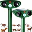 2 Pack Upgraded Sonic Fortress Pro Deer Repellent Rabbit Deterrent Solar Animal Repellent Ultrasonic Outdoor with Motion Sensor for Skunk Cat Raccoon Squirrel Fortress Pro for Yard Garden