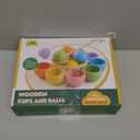 Montessori Larger Ball in Cup Color Sorting Toy for Toddlers Wooden Rainbow Ball Color Matching Toy - 7, 46mm