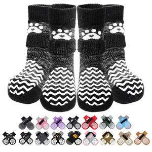 PUPTECK Anti Slip Dog Socks with Double Grippers for Hardwood Floors, Shoes for Hot/Cold Pavement, Boots & Paws Protectors to Prevent Licking, Traction Booties for Senior Dogs M