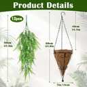 Fake Hanging Plant Outdoor Artificial Boston Fern Hanging Baskets 2 Set Fake Ferns Hanging Plants Artificial Decor 23.6" Artificial Hanging Ferns for Outdoors Front Porch Patio Garden Home
