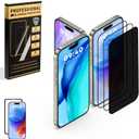3 Pack for iPhone 14 Pro Max iPhone15 iPhone 16 Pro Max Screen Protector,Tempered Glass,2 HD 1 Privacy with Installation Frame Anti-spy HD 12FT Military Grade Shatterproof Bubble Free