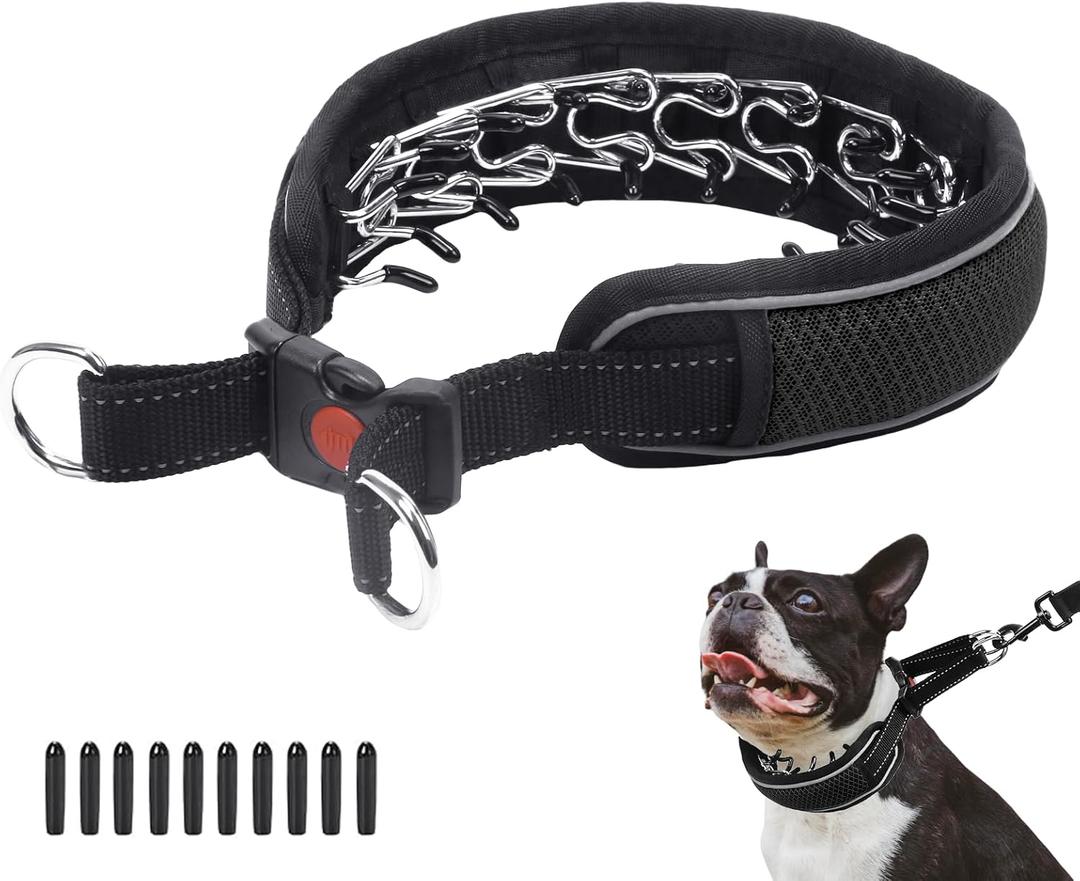 Martingale Collar for Dogs, Reflective No Pull Dog Collar for Large Medium Dogs, Adjustable Anti Pull Dog Collar for Training Walking, Heavy Duty Nylon Slip Collar with Buckle 2 Inch Wide L Black