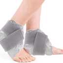 NEWGO Ice Pack for Ankle Injuries, 2 Pack Ankle Cold Packs Ice Pack Wrap with Soft Plush Backing for Swelling, Foot Injuries & Pain, Tendonitis - Gray