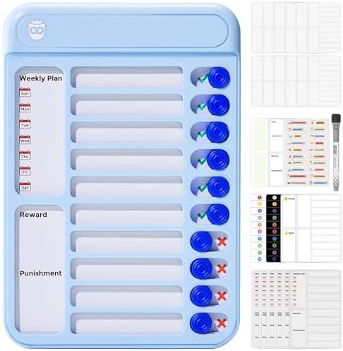 Chore Chart for Kids, Magnetic Chore Board ADHD Tools for Kids, Chore Chart for Kids Multiple Kids, Routine Chart Dry Erase Board for Kids for Habit Tracker or Daily and Weekly Checklist - Blue