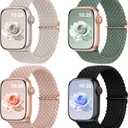 DaQin 4 Pack Braided Stretchy Solo Loop for Apple Watch Bands Women Men 40mm 41mm 42mm 44mm 45mm 46mm 49mm 38mm, Soft Nylon Elastic Sport Strap for iWatch Band Series 11 10 9 8 7 6 5 4 3 2 1 SE Ultra