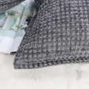 OYIMUA Set of 2 Decorative Chenille Checkered Throw Pillow Covers 16x16 Grey Neutral Farmhouse Vintage Cushion Covers Modern Boho Pillowcases for Sofa Couch Bedroom Living Room Home Decor