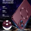 LEKEVO Magnetic for iPhone 14 Case [Compatible with MagSafe][Built-in Camera Lens Protector] Slim Soft Silicone Bumper Shockproof Metallic Luster Phone Case (Burgundy)