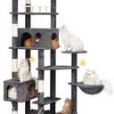 Meecal 85in Giant Cat Tree for Indoor Cats Large Adult, Tall Cat Tower with Scratching Post, Heavy Duty Cat Tree for Big Cats, Cozy Cat Condos with Hammock & Plush Perch for Maine Coon, Smoky Gray