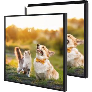 20x20 Snap Black Poster Frames Set of 2 Front-loading Frame Metal Click Frame,Coating Aluminum Profile with High Definition Plexiglass, 20x20-2pcs