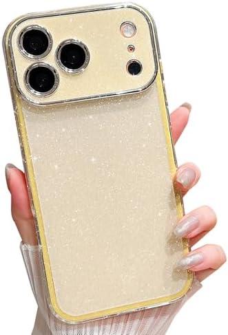 MINSCOSE for iPhone 17 Pro Max Glitter Case,Cute Vibrant Shiny Bling Sparkly Girly Case with Full Camera Protection for Women Girl Shockproof Full Body Rugged Bumper Protective Cover-Yellow