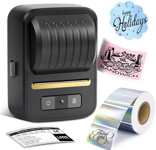 NDYIN Label Makers, Label Maker Machine with Tape, Bluetooth Label Maker, Portable Thermal 2 Inch Label Printer for Small Business, Barcode, Address, Logo, Clothing, Sticker Printer for Phones & PC : Office Products