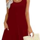 WEESO Womens Summer Dresses Loose U Neck Sleeveless Sundresses Dress with Pockets