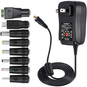 SoulBay 12V Power Supply Universal AC DC Adapter Charger with Adjustable Output 5V 9V 3V 6V 4.5V 7.5V 12 Volt 1A 1.5A 2A for LED Strip Light CCTV Camera BT Speaker GPS Webcam Router, 5 FT Cord, 30W