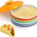 Lyellfe Ceramic Tortilla Warmer, 8.5 Inch Colorful Tortilla Server Keeper Container with Lid, Hold up to 12 Tortillas, Great for Taco Tuesday Night, Mexican Party, Microwave and Oven Safe, 8 inches x 2.3 inches