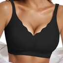 LXOXL Wireless Bras for Women No Underwire Seamless Push Up Bra with Support and Lift Comfortable Supportive Tshirt Bralette Soft Full Coverage Everyday Bras Regular and L Size Black