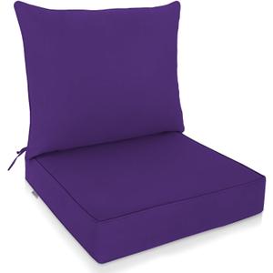 EAGLE PEAK Outdoor Deep Seat Patio Seat Cushion Set, 25 x 25 x 5 inch, 2-Piece Back Chair Cushion, Set of 1, Purple
