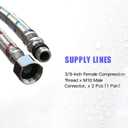 40-Inch Long Faucet Connector, 2Pcs Faucet Supply Lines, Kitchen Sink Toilet Hose Braided Stainless Steel Supply Hose 3/8" Female Compression Thread x M10 Male Connector (1 Pair)