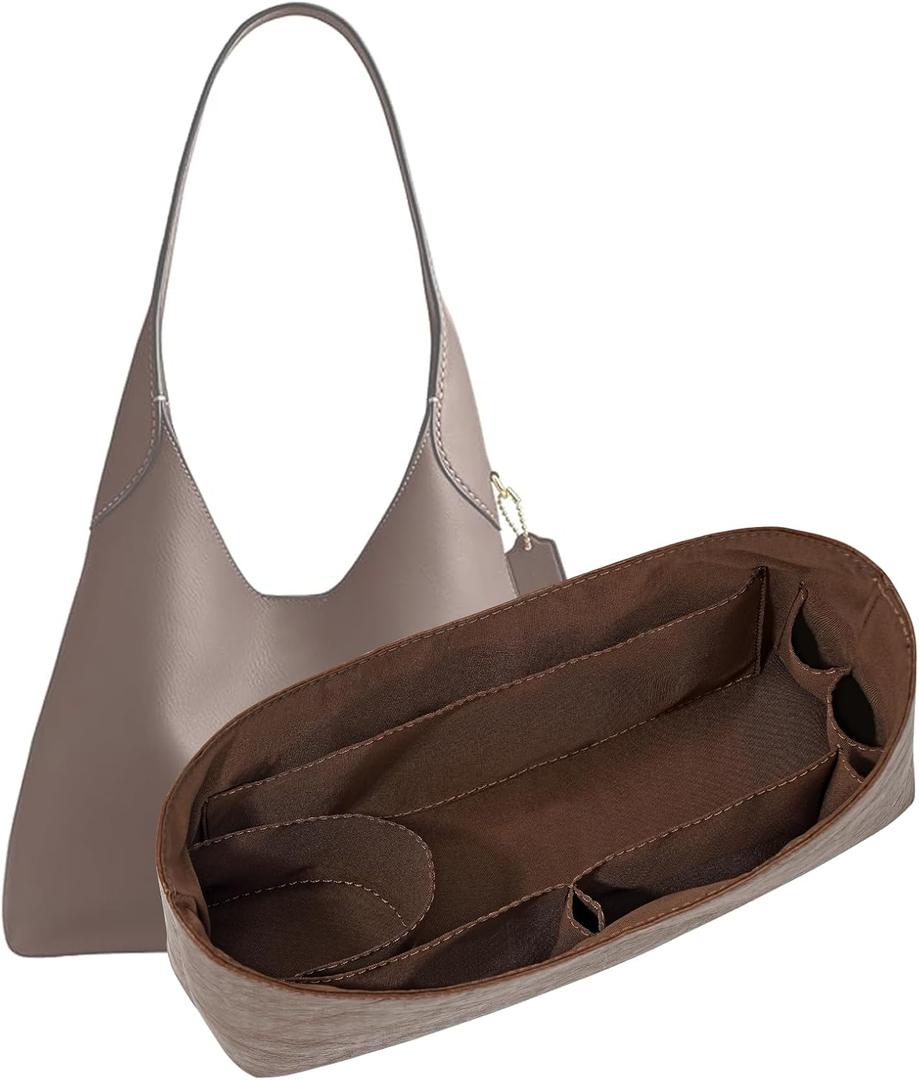 LOUKAYCCI Purse Organizer Insert for Coach brooklyn 28 Bag Insert Organizer DupontPaper Lightweight Purse Insert (Brown&Brown)