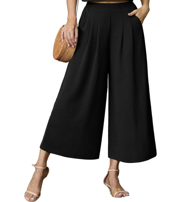 Lepunuo Womens Summer Flowy Wide Leg Pants Matching Sets Vacation Beach Travel Outfits (Medium)