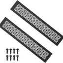 PATIKIL 16 x 3 Inch Door Air Vent Cover, 2 Pcs Heavy Duty Aluminum Grille Ventilation Cover Louvered with Mounting Screws for Cabinet Wardrobe Door, Black