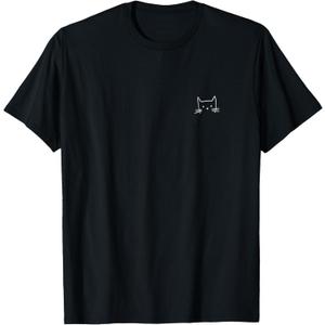 Small Cat Face Cat Lover Funny Cat Minimalist Subtle Cat Men T-Shirt, S