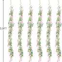 Sggvecsy 6Pcs Wisteria Garland Artificial Flowers Garland Fake Hanging Wisteria Vines Rattan Silk Hanging Flower Vines for Home Garden Outdoor Wedding Arch Party Ceremony Total 35.4Ft (Pink)