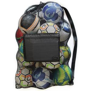 Fitdom Extra Large Heavy Duty Mesh Bag. Best for Soccer Ball, Water Sports, Beach Cloth, Swimming Gears. Adjustable Shoulder Strap. Secure Side Pocket (Black)
