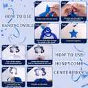 Trgowaul Happy Birthday Decorations - 22 PCS Blue Set, Navy Blue Banner, Honeycomb Balls & Hanging Swirls for Boys & Girls