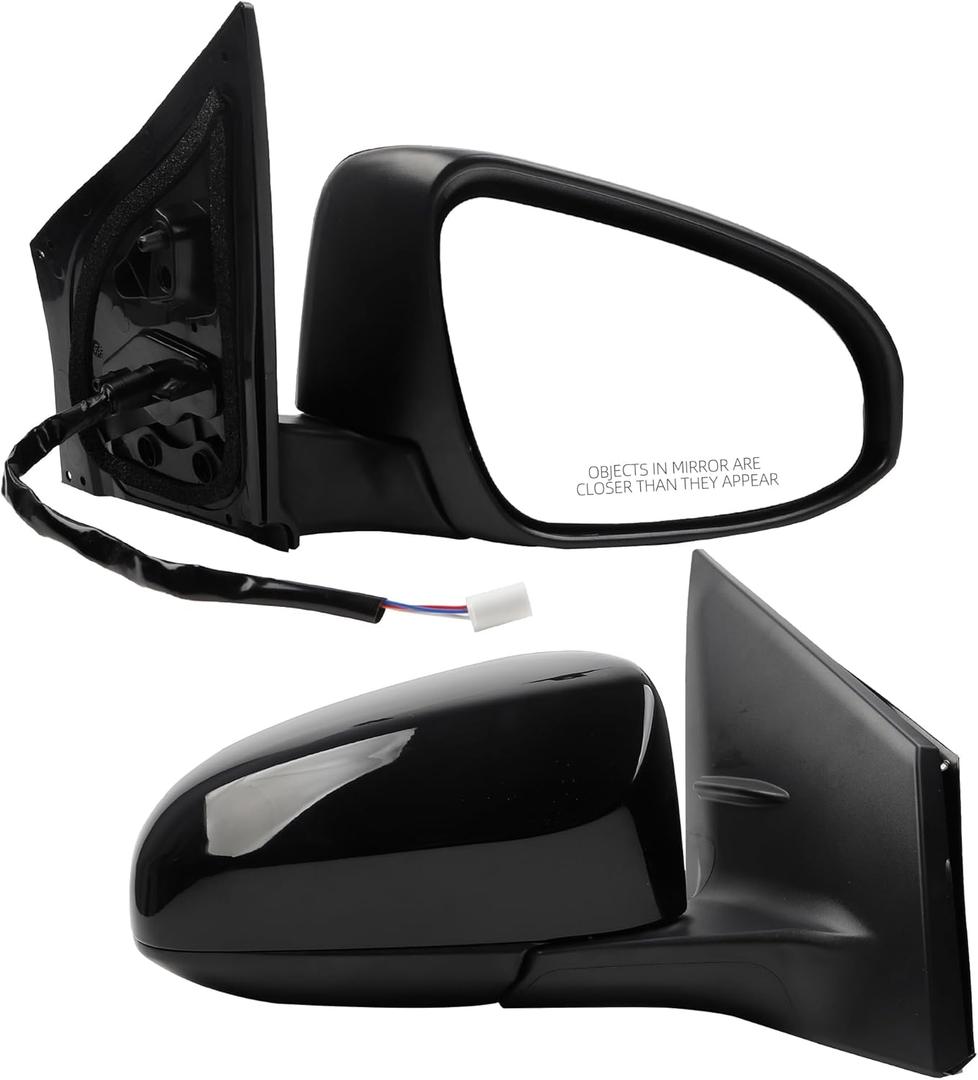 Dasbecan Right Passenger Side Mirror Compatible with Toyota Corolla 2014-2019 Power Glass Manual Folding Non-Heated Paint to Match Door Mirror Assembly Replaces TO1321293 Black 3Pins