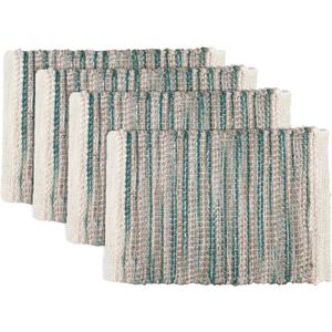 Hausattire Woven Jute Placemats, Teal, Set of 4, 13x19 Inches