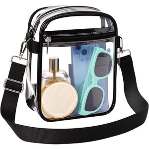 Bagenius Clear Bag for Stadium Events, Clear Purse with Removable Strap, Sports Fan Messenger Bag for Concert and Sports