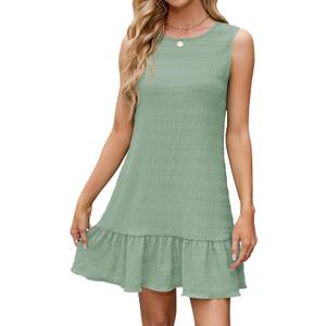 Naggoo Womens Sundress Summer Dresses for Women 2026 Sleeveless Tank Dress Spring Beach Boho Mini Dress (Green, XXL)