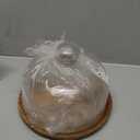 MyGift 7.5 Inch Small Clear Glass Dessert/Cheese Cloche Dome with Acacia Wood Serving Tray