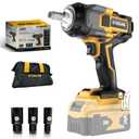 Impact Wrench 1/2 inch for DeWalt 20v Battery, Impact Wrench 750Ft-lbs(1000N.m) High Torque Brushless Electric Impact Gun, Power Impact Driver with 3-Mode Speed, LED Work Light(no battery) Yellow