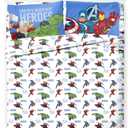 Jay Franco Kids Sheet Set with Fitted, Flat Sheets & Pillow Cover - Ultra-Soft Bedding with Pillowcase for Room Decor, White - Avengers, 4 Piece Queen