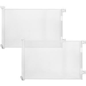 2-Pack Retractable Baby Gate for Stairs-33Height, Expands up to 55Width-Safety Gate for Infants, Toddlers, Dogs & Pets-Easy Install, Secure Closure, White Mesh Design for Indoor & Outdoor Use